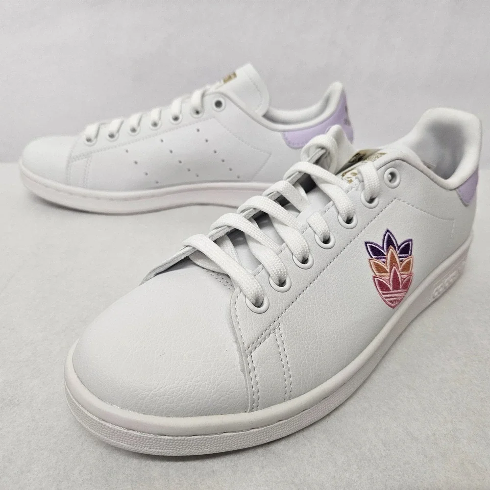 Adidas Stan Smith Casual‎ Sneakers GZ8142 White Purple Gold Women's Size 8.5
